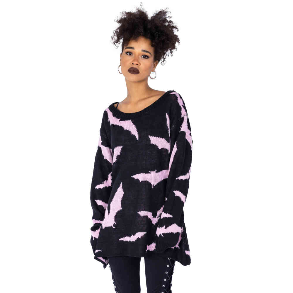 Heartless - Rulehe Night Strick pullover - Schwarz/Rosa